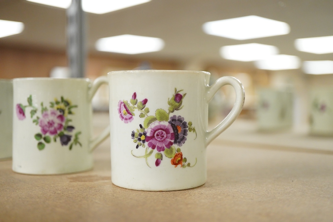 Three Worcester polychrome coffee cans, c.1760-1770 - 6cm high